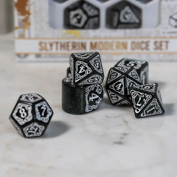 Harry Potter Slytherin Modern Dice Set green Harry Potter Set (7) Q-Workshop D&D - Picture 6 of 8
